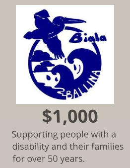 $1,000 Supporting people with a disability and their families for over 50 years.